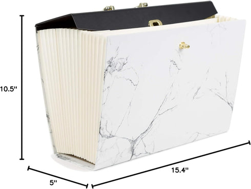 U Brands Fashion Expandable File Folder, Legal Size, 19 Pockets, Stylish Marble Print