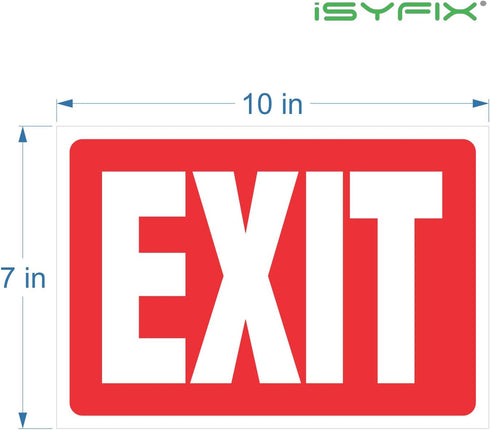 iSYFIX Exit Signs Stickers, 2 Pack 10x7 Inch, Premium Self-Adhesive Vinyl, Laminated for UV, Weather, Scratch, Water