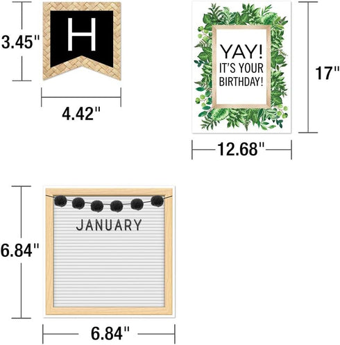 Schoolgirl Style Simply Boho 89-Piece Happy Birthday Bulletin Board Set with 12-Month Signs, Poms, and Cutouts