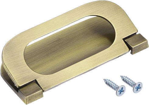 uxcell Finger Flush Pull Handle, 74x34x5mm Rectangle for Drawer Door, Bronze Tone