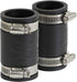 6I45x2 Flexible PVC Coupling with Stainless Steel Clamps, 1-1/4'' Black (Pack of 2)