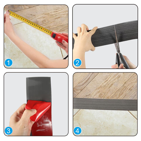 8Ft 2 Floor Transition Strip, in Wide Self Adhesive Vinyl Threshold Strip for Joining Floor Gaps Wood Grain Design Tap