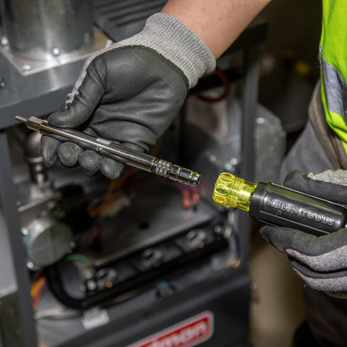Klein Tools 32596 Magnetic 8-in-1 Multi-Bit Screwdriver/Nut Driver with Hex, Phillips, Schrader Bits, Nut Drivers