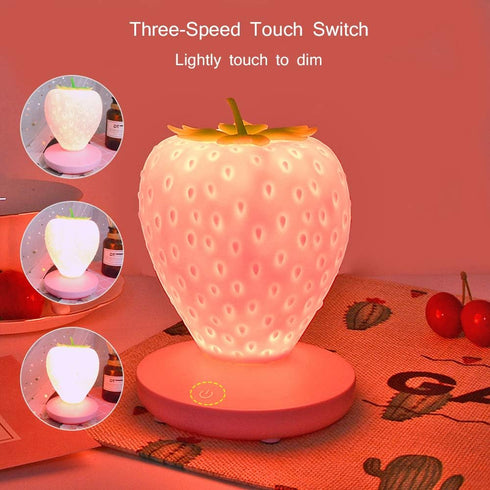 ANQIA Led Color Changing Cute Touch Strawberry Night Light Table Lamp for Bedroom, Dresser, Living Room, Kids Room