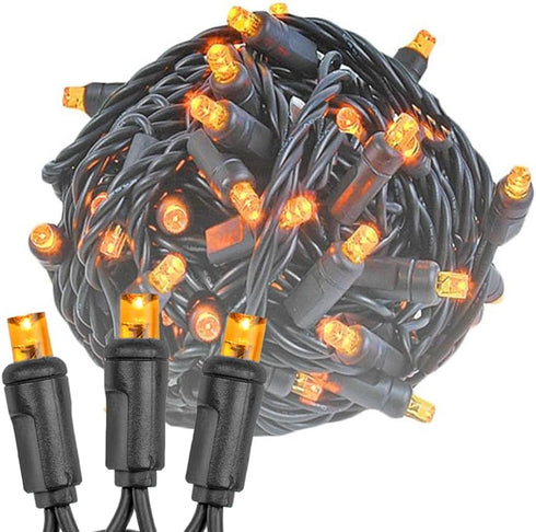 Novelty Lights 25ft Christmas String Lights, 50 Amber/Orange LED Bulbs on Black