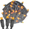 Novelty Lights 25ft Christmas String Lights, 50 Amber/Orange LED Bulbs on Black