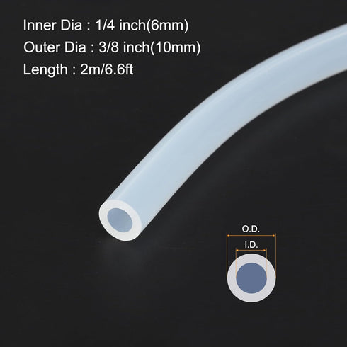 2m(7ft) 6mm(1/4") ID x 10mm(3/8") OD Silicone Tubing Clear Industrial Plastic Tubing Pure Silicone Hoses for Pump Siphoning Draining Irrigation Brewing