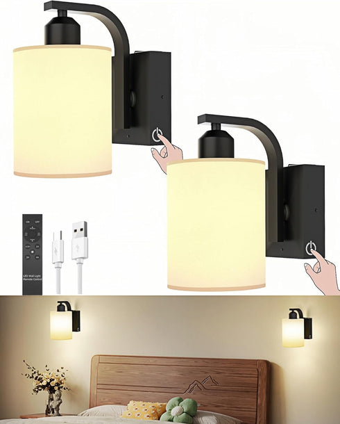 iThird Wall Sconce Battery Operated Set of 2, 6000mAh Rechargeable Wall Lights