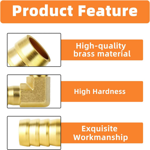 GASHER 2 Pieces Brass Hose Barb Reducer, 1/2 Inch to 1/2 Inch 90 Degree Elbow with 4 Hose Clamps