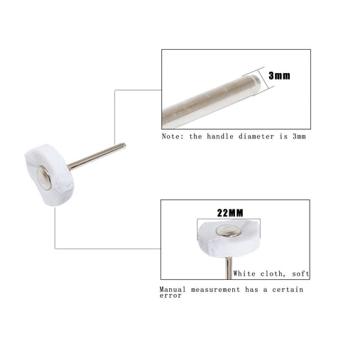 Little Buffer Wheels Buffing and Polishing Wheel for Rotary Drill Tools, White, 3mm Mandrel (20 Pieces)