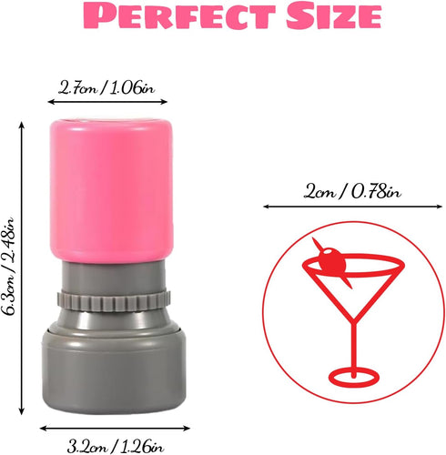 Play as Pro 3 Pack Martini Stamp,Self Inking Rubber Hand Stamp, Martini Glass Drink Stamp for Parties, Bars, Nightclubs