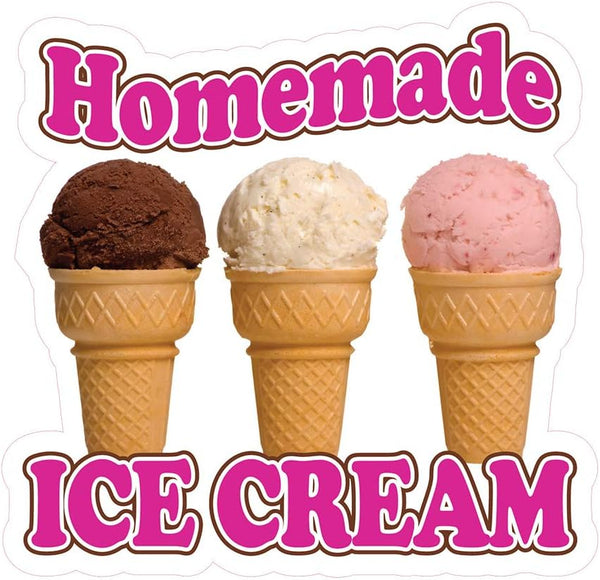 Sign Destination Die-Cut Sticker Multiple Sizes Homemade Ice Cream Retail Homemade Ice Cream Indoor