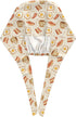 Nurse Scrub Cap Men Women with Buttons - Bacon Coffee Egg Print Soft Comfy Surgical Cap, Adjustable Tie Back Scrub