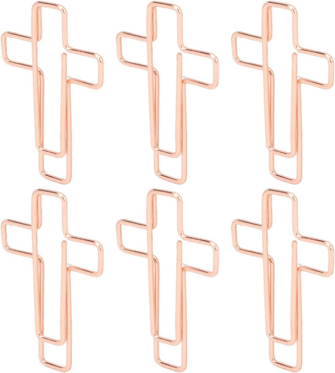 Fdit 100PCS Cross Paper Clips, Rose Gold Metal Clamps for Document Sorting & Organizing at Office, School