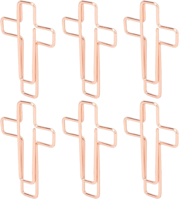 Fdit 100PCS Cross Paper Clips, Rose Gold Metal Clamps for Document Sorting & Organizing at Office, School
