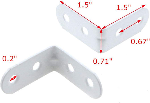 20pcs Iron L Bracket Joint Right Angle Bracket, Heavy Duty Shelf Braces for Floating Shelf Wood Table Top, White