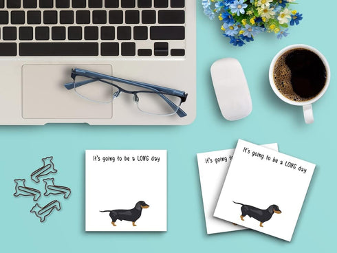 Butler in the Home Sticky Notes 12 Pack 3"x3" 50 Sheets/Pad, Black Dachshund, Cute Funny Memo Note Pads