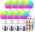 Color Changing Light Bulb, RGB LED with Remote Control, 40W Equivalent Dimmable 5W, 500LM, 2700K Warm White, 8 Pack