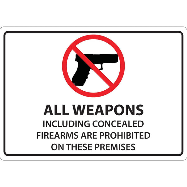 Zing Green Products 1825A "All Weapons Prohibited" Sign, 10" Length, 7" Width, Recycled Aluminum