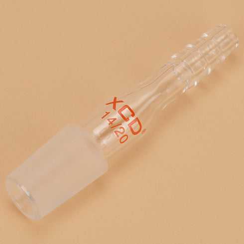 XCD Glass Straight Inlet Adapter, Lab Glass Adapter with 14/20 Male Joint and 10 mm Hose Connection for Laboratory Use