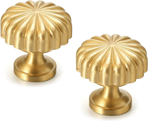 COOLHOOD 2Pcs Drawer Pulls Brass Dressers Knob Cupboard Handle Modern Furniture Handle Round