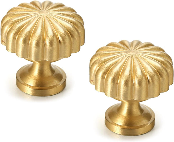 COOLHOOD 2Pcs Drawer Pulls Brass Dressers Knob Cupboard Handle Modern Furniture Handle Round