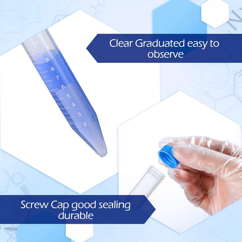 Konohan 400 Pack Conical Centrifuge Tubes, 15 ml Sterile Plastic Test Tubes with Blue Screw Caps