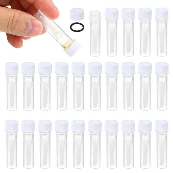 PATIKIL 200Pcs 0.5ml Plastic Cryogenic Vial, Self Standing Screw Top Frozen Test Tube for Lab Science, White Cap