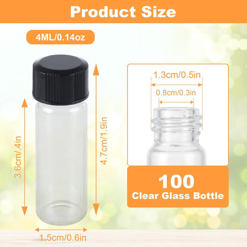 100 Pack 4ml Clear Small Glass Vials by YAYODS
