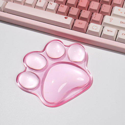 Hunfuthr Cat Paw Mouse Wrist Rest, Pink Gel Clear Mouse Wrist Support Pad, Cute Ergonomic Wrist Cushion for Mouse, Soft