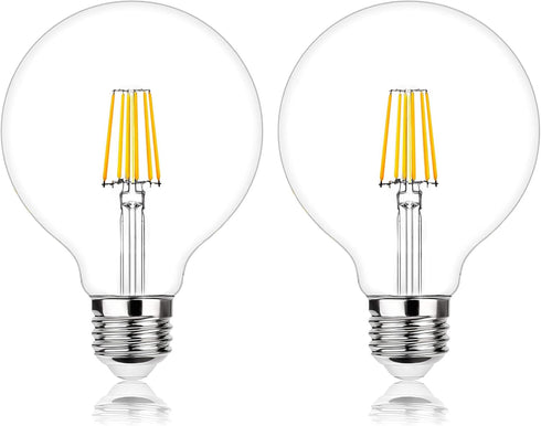 2PCS G125 Globe LED Light Bulbs 8w Equivalent 60 watt,E26 Large Decorative