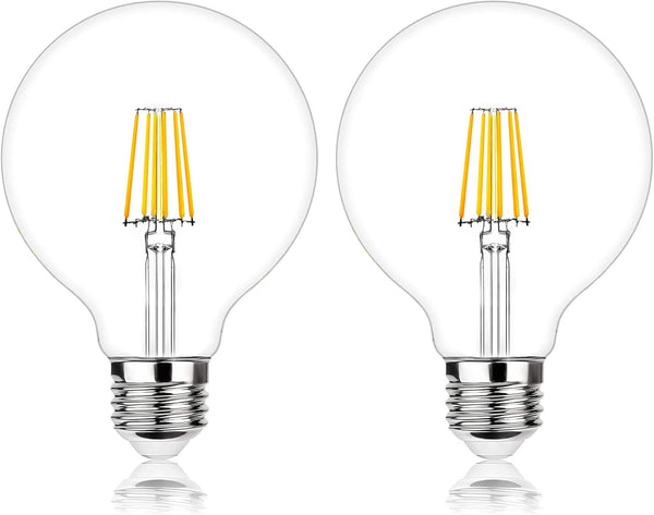 2PCS G125 Globe LED Light Bulbs 8w Equivalent 60 watt,E26 Large Decorative