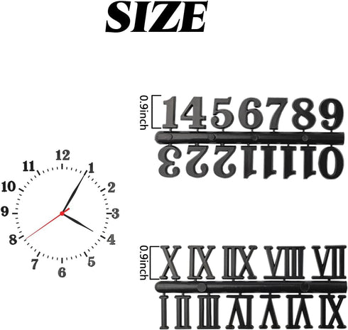 GXXMEI 18Sets Clock Numerals Kit Including Arabic Number and Roman Number DIY Digital Clock Numbers for Design Replacement Repairing Clock Accessories (Gold, Silver, Black) by GXXMEI