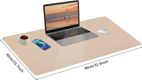 Leather Desk Pad, Non-Slip Desk Protector Mat, Waterproof Desk Blotter, Computer Desk Pad for Office Home Decor - Beige