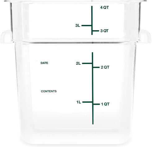 Carlisle FoodService Products Squares, Square Food Storage Container, Stackable Design for Catering, 4 Quarts, Clear