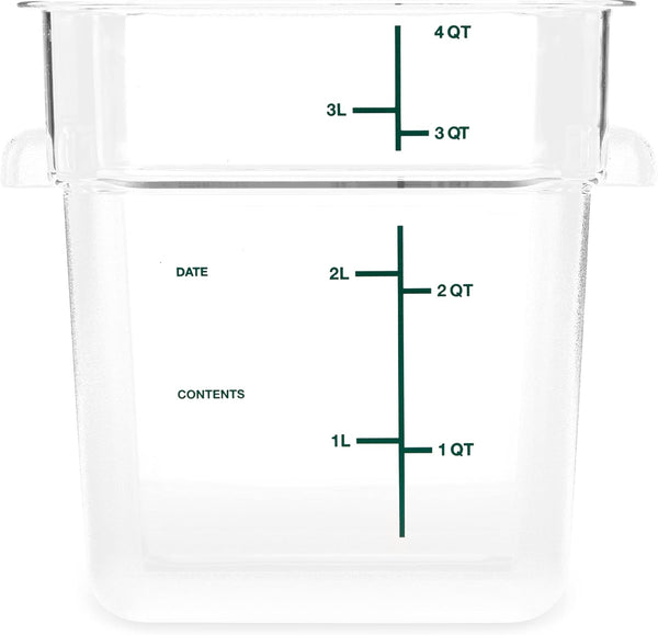 Carlisle FoodService Products Squares, Square Food Storage Container, Stackable Design for Catering, 4 Quarts, Clear