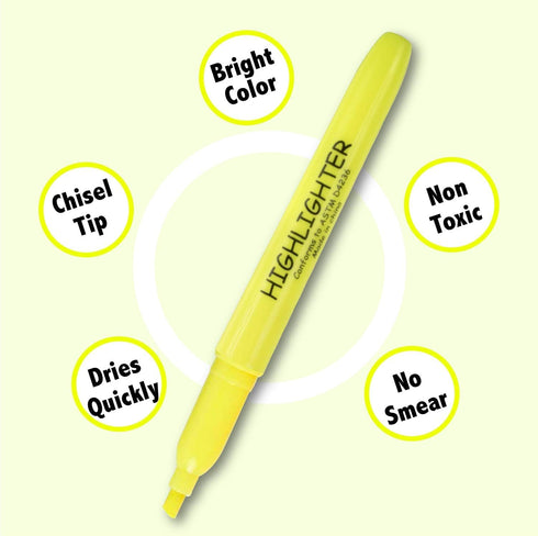 Trail maker 100 Packs of Bulk Yellow Highlighters, Bright Wholesale Highlighters for Classrooms, School Kids, Teachers,
