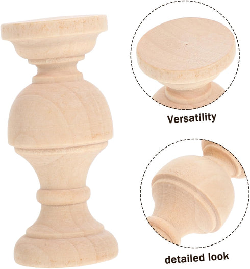 Set 4pcs Kisangel Solid Wood Small Baluster for Coffee Table Decor Round Wooden Base Decoration for Living Room