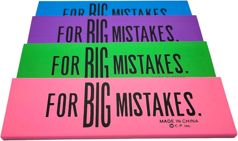 Huge 6.75" Colorful Rubber Pencil Erasers, Rectangular Shape, 4 Pack (4 Colors) for Big Mistakes