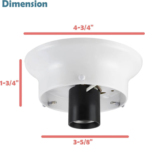 Aspen Creative 22102-03-1, 3-5/8" 4-3/4" 1-3/4" Flush Mount Ceiling Fixture Shade Holder Kit in Matte White Finish