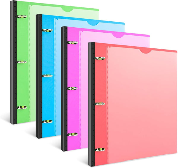 INFUN 1 Inch Telescoping 3 Ring Binder - 4PCS, Flexible Round Binder with Customizable Front Cover