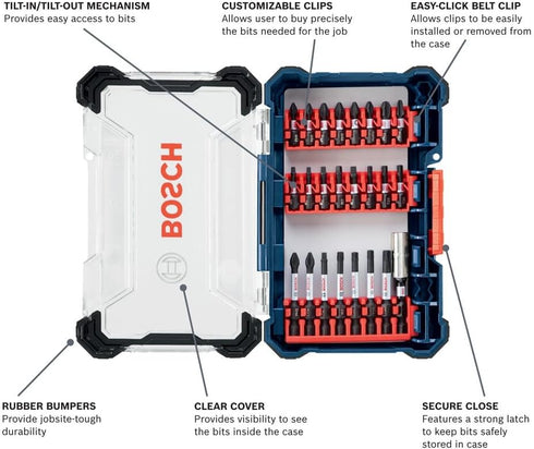 BOSCH SDMS24 24-Piece Custom Case System Set for Assorted Impact Tough Screwdriving Applications