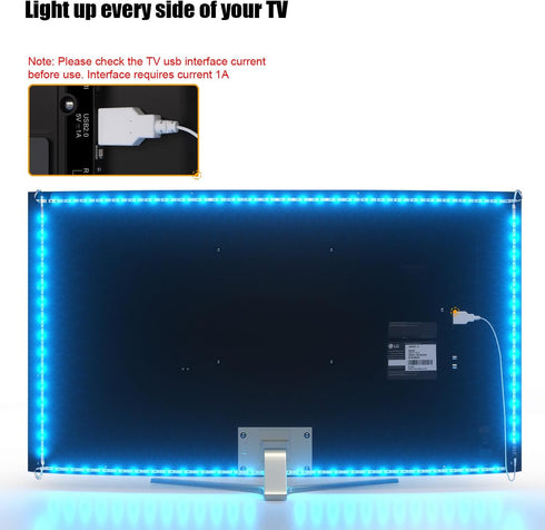 Backlight,16.4FT 65-75in PANGTON VILLA Led Lights for TV LED RGB Smart LED Strip Lights for TV, Bluetooth APP & Remote