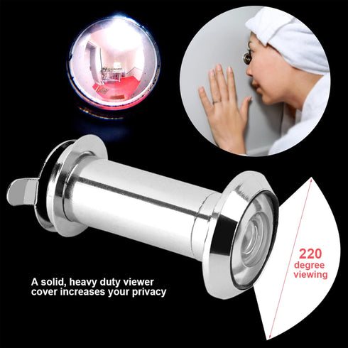 Zinc Alloy Door Viewer Peephole, 220 Degree Heavy Duty Privacy Cover with Wide Viewing Angle for Home Office Satin