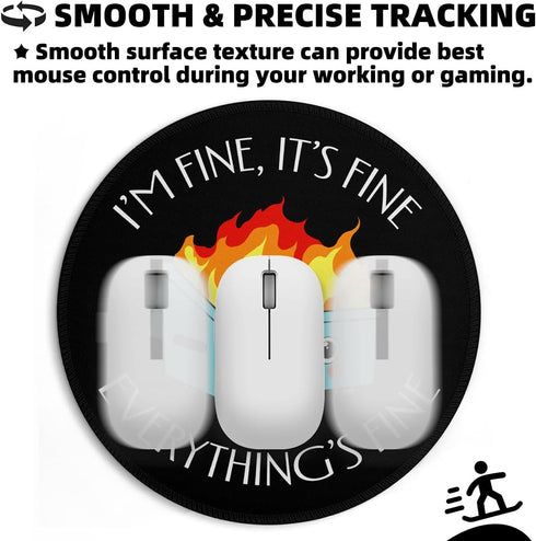 Dumpster on Fire Small Mouse Pad, Cute Round Mousepad with Non-Slip Rubber Base for Desk Accessories
