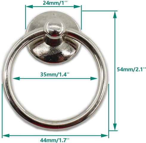 Kitchen Cabinet Handles, Metal Drawer Rings Pulls,Single Hole Cabinet Handles and Knobs,Bathroom Cabinet Hardware with Installation Screws (Silver) by Ulifestar