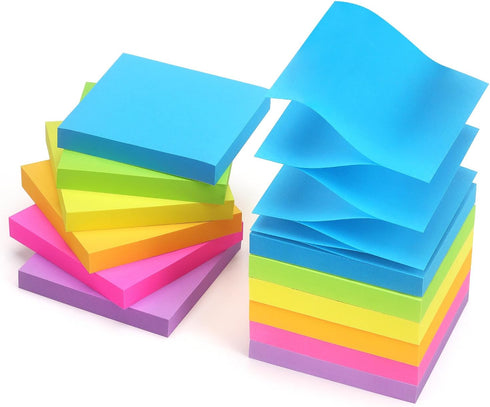 Early Buy Pop Up Sticky Notes, 3x3 Refills, 12 Pads, 6 Bright Colors, 100 Sheets/Pad