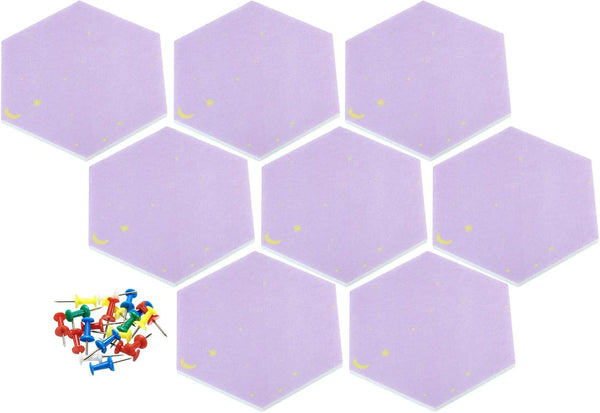 PATIKIL 8 Pack Hexagon Felt Board Tiles, Self Adhesive Mini Moon Wall Pin Bulletin Board for Home Office Decor