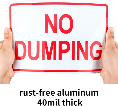 2 Pack No Dumping Sign, 10"x 7" .04" Aluminum Rust Free UV Protected Weatherproof Sign