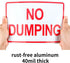 2 Pack No Dumping Sign, 10"x 7" .04" Aluminum Rust Free UV Protected Weatherproof Sign